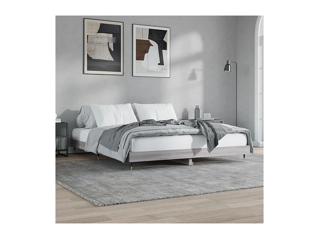 Lit double | Lit adulte | Cadre de lit sonoma gris 160x200cm bois ingénierie