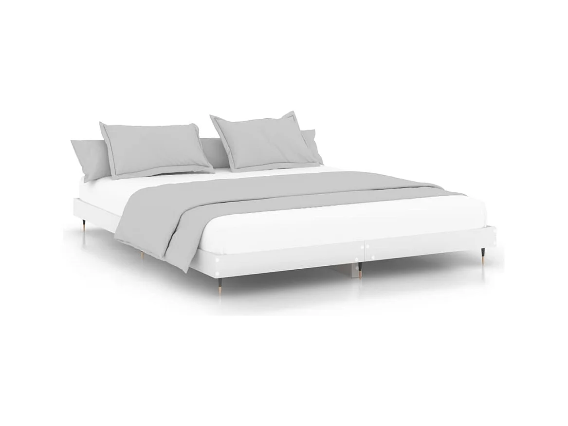 Lit double | Lit adulte | Cadre de lit blanc 140x200 cm bois d'ingénierie