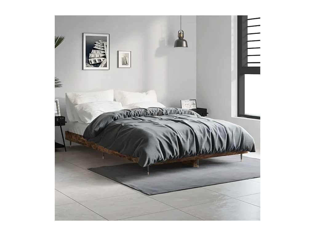 Lit simple | Lit adulte, enfant | Cadre de lit chêne fumé 120x190 cm bois ingénierie
