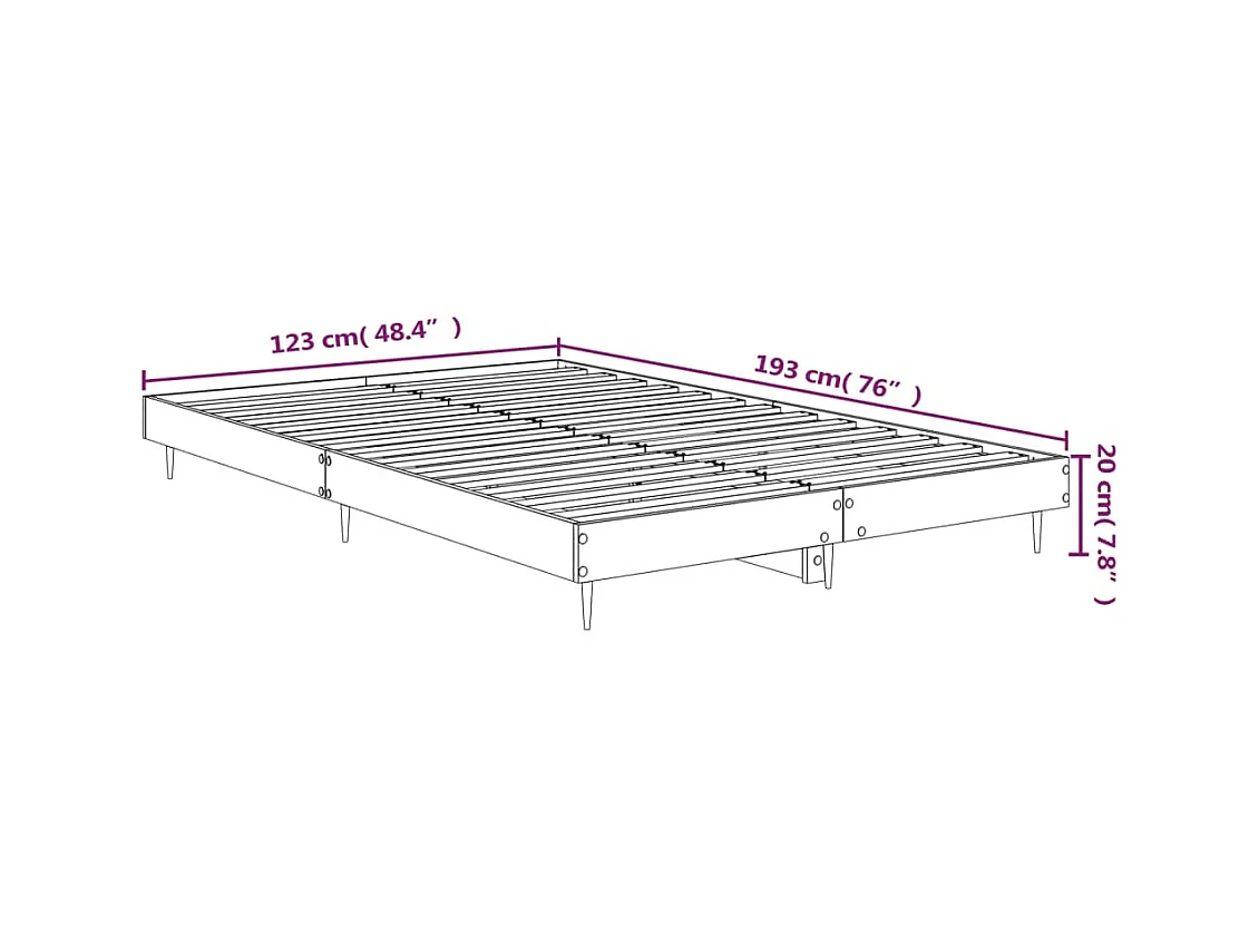 Lit simple | Lit adulte, enfant | Cadre de lit chêne fumé 120x190 cm bois ingénierie