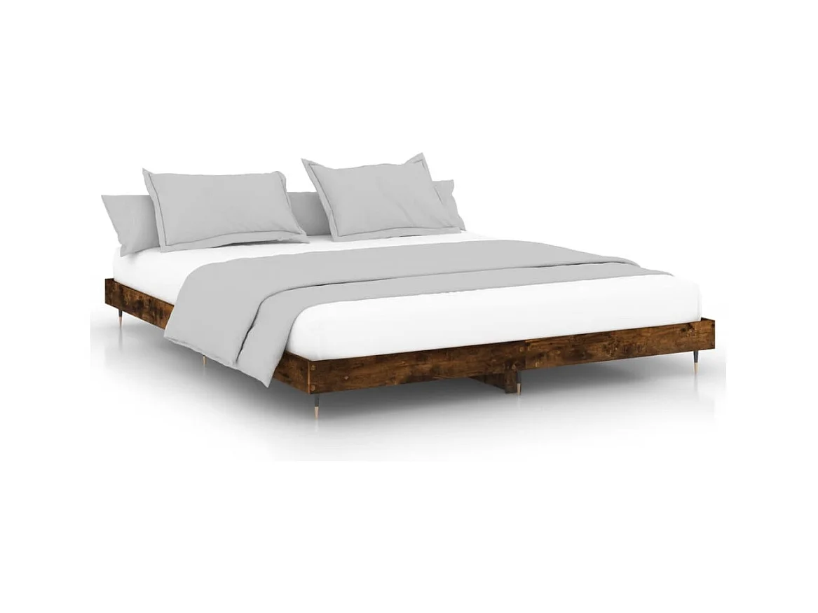 Lit simple | Lit adulte, enfant | Cadre de lit chêne fumé 120x200 cm bois ingénierie