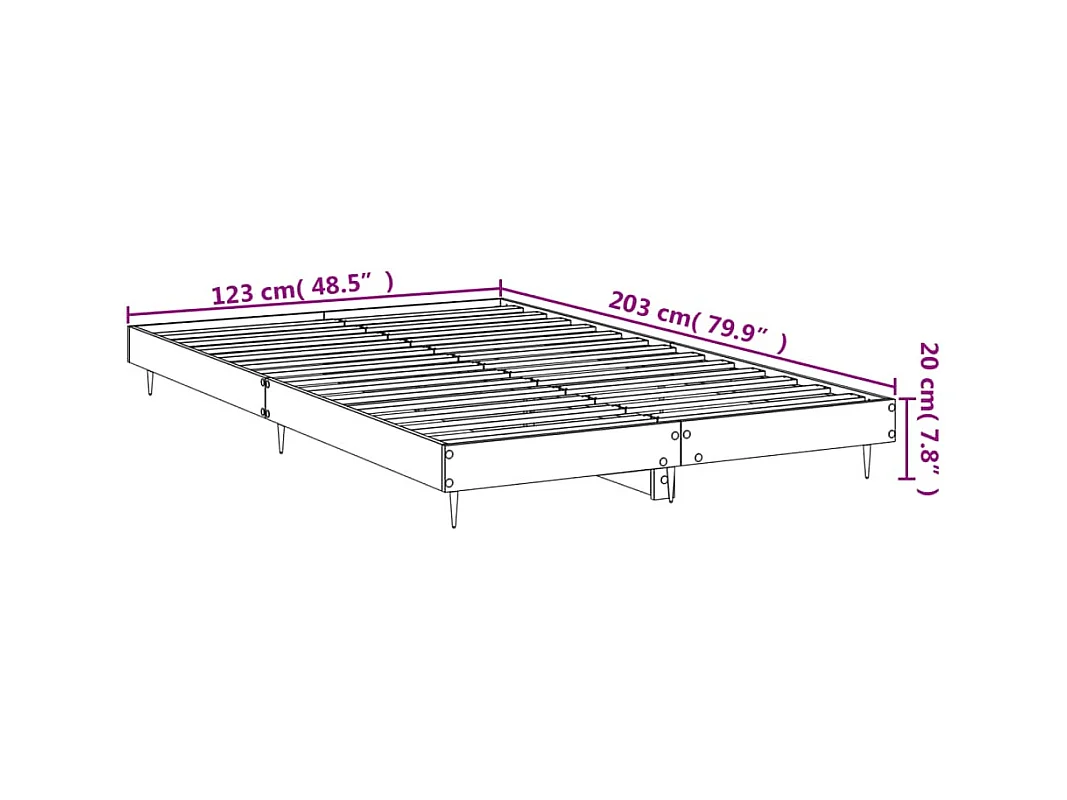 Lit simple | Lit adulte, enfant | Cadre de lit chêne fumé 120x200 cm bois ingénierie
