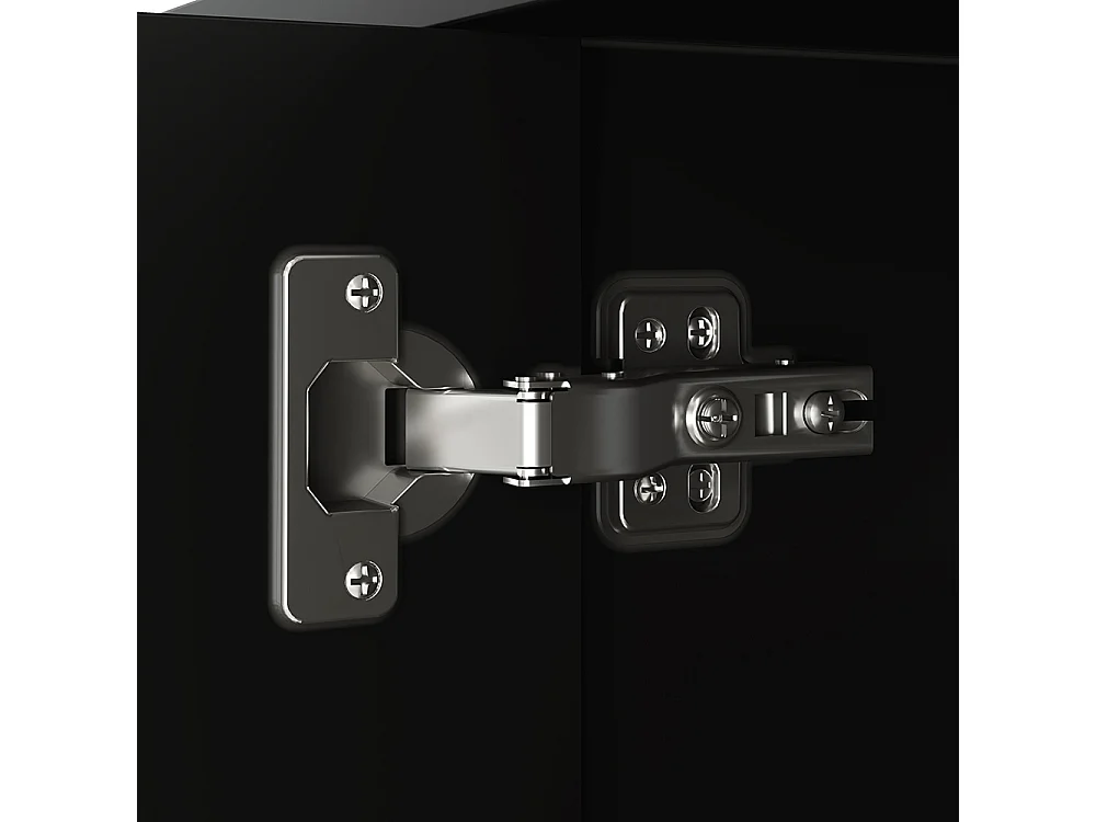 Meuble TV bas portes structurées poignées dorées pieds dorés noir