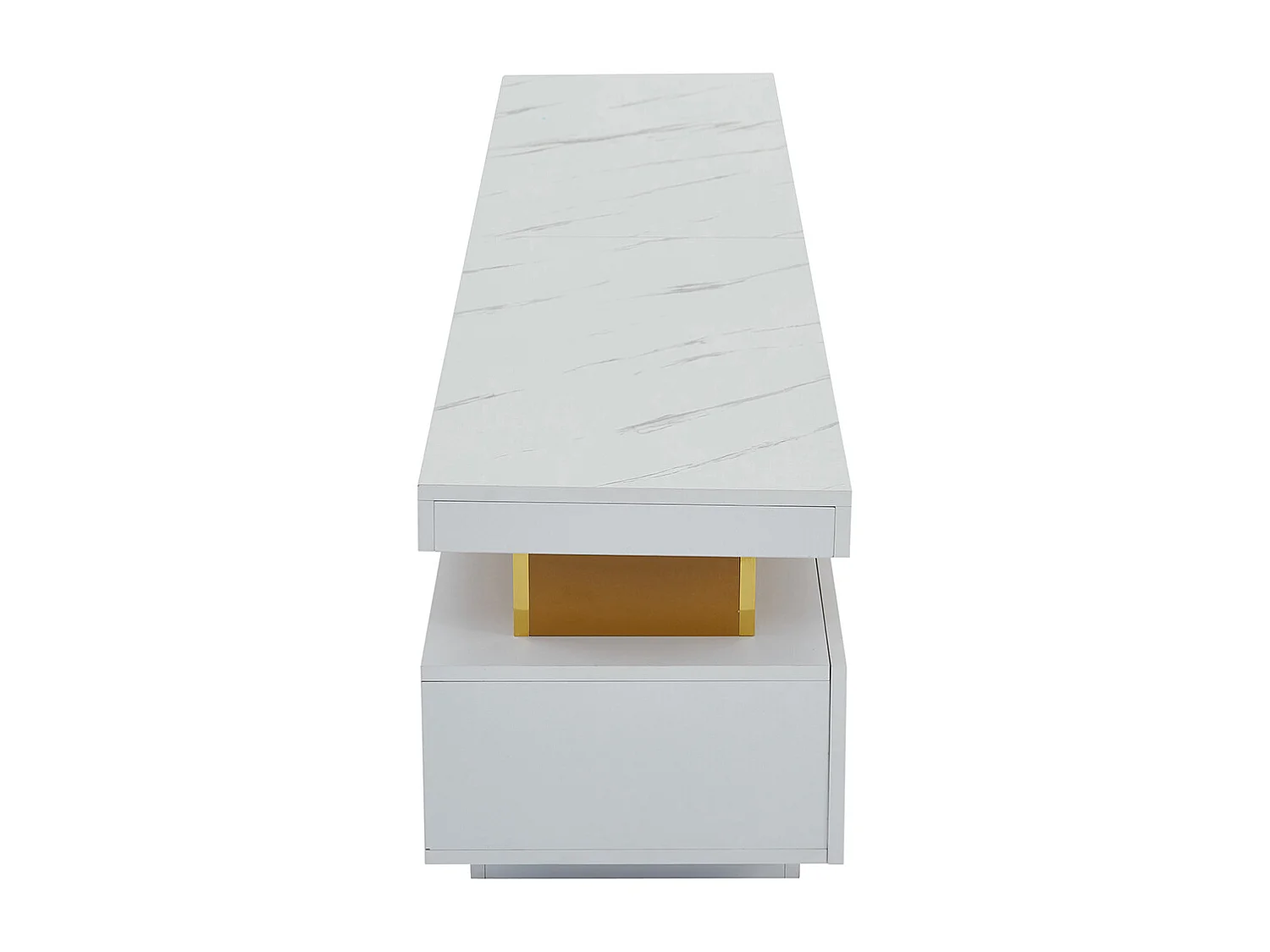 Meuble TV bas marbre 200x40x42 cm TV 90 pouces 3 tiroirs gestion câbles