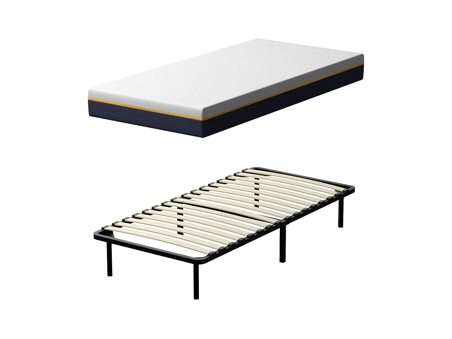 Tweepersoonsmatras van 17 cm schuim + lattenbodem 90x190 cm 16 rijen latten
