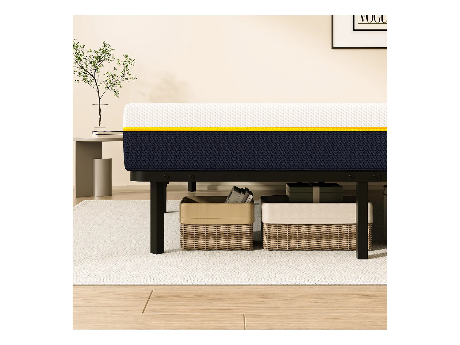 Tweepersoonsmatras van 17 cm schuim + lattenbodem 90x190 cm 16 rijen latten