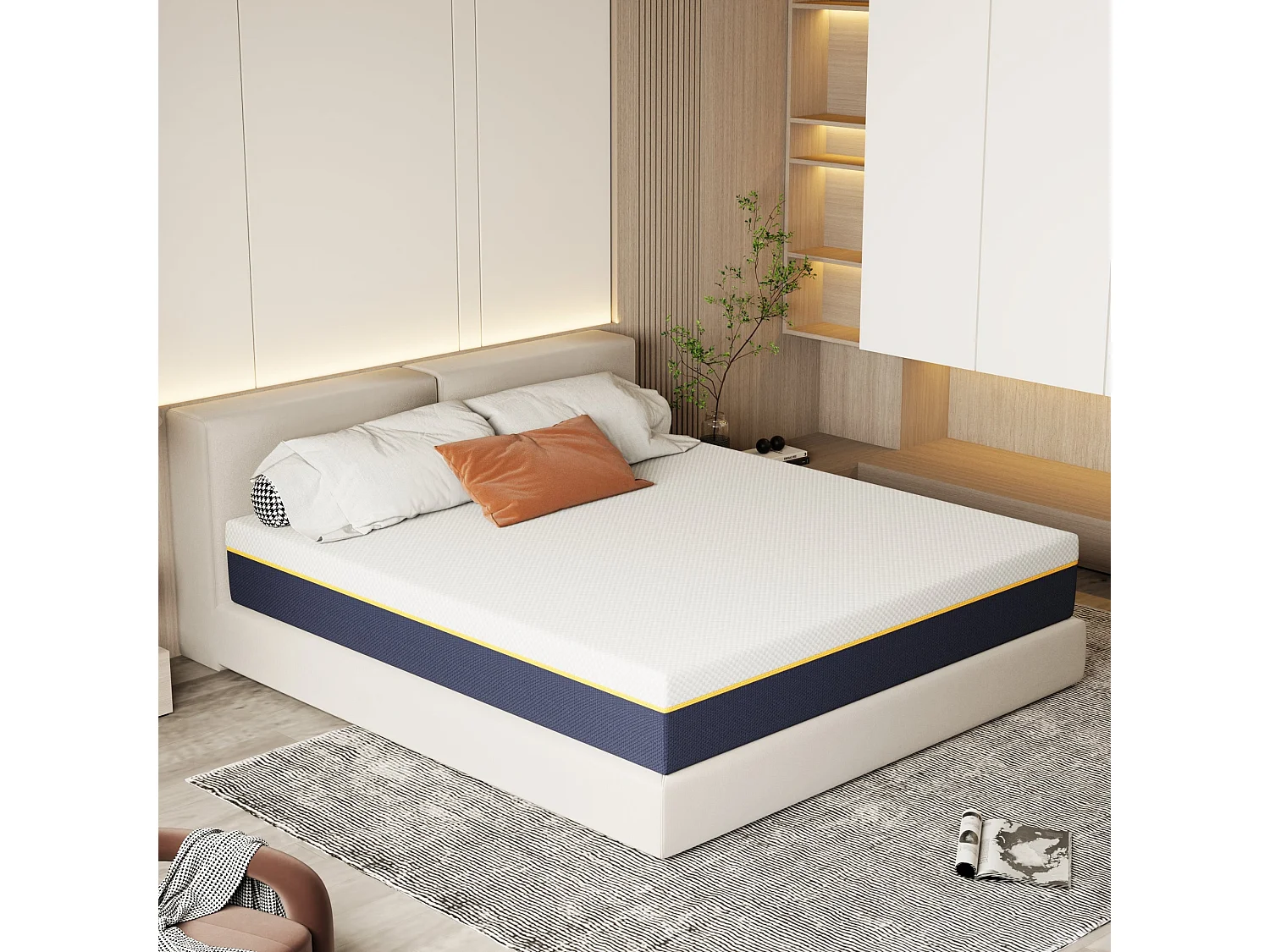 Matelas double en mousse adulte, 160*200 cm, 21 cm d'épaisseur