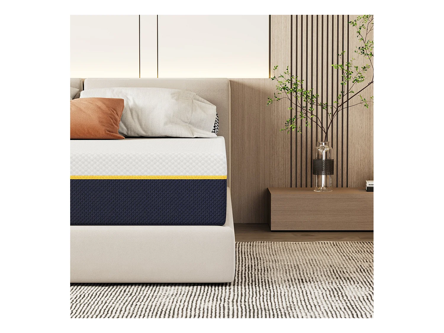 Matras voor volwassenen 90 x 190 cm, dikte 21 cm (traagschuim + bamboekoolstofvezels)