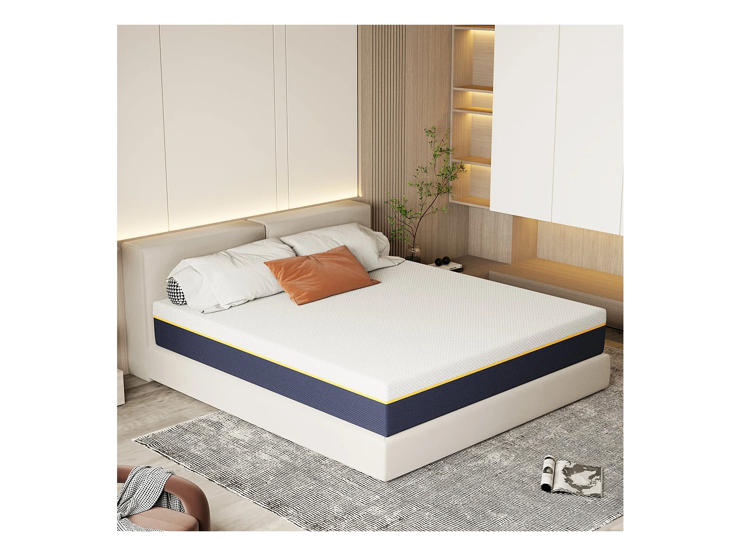 Matelas adulte double en mousse, 140*200 cm, 21 cm d'épaisseur