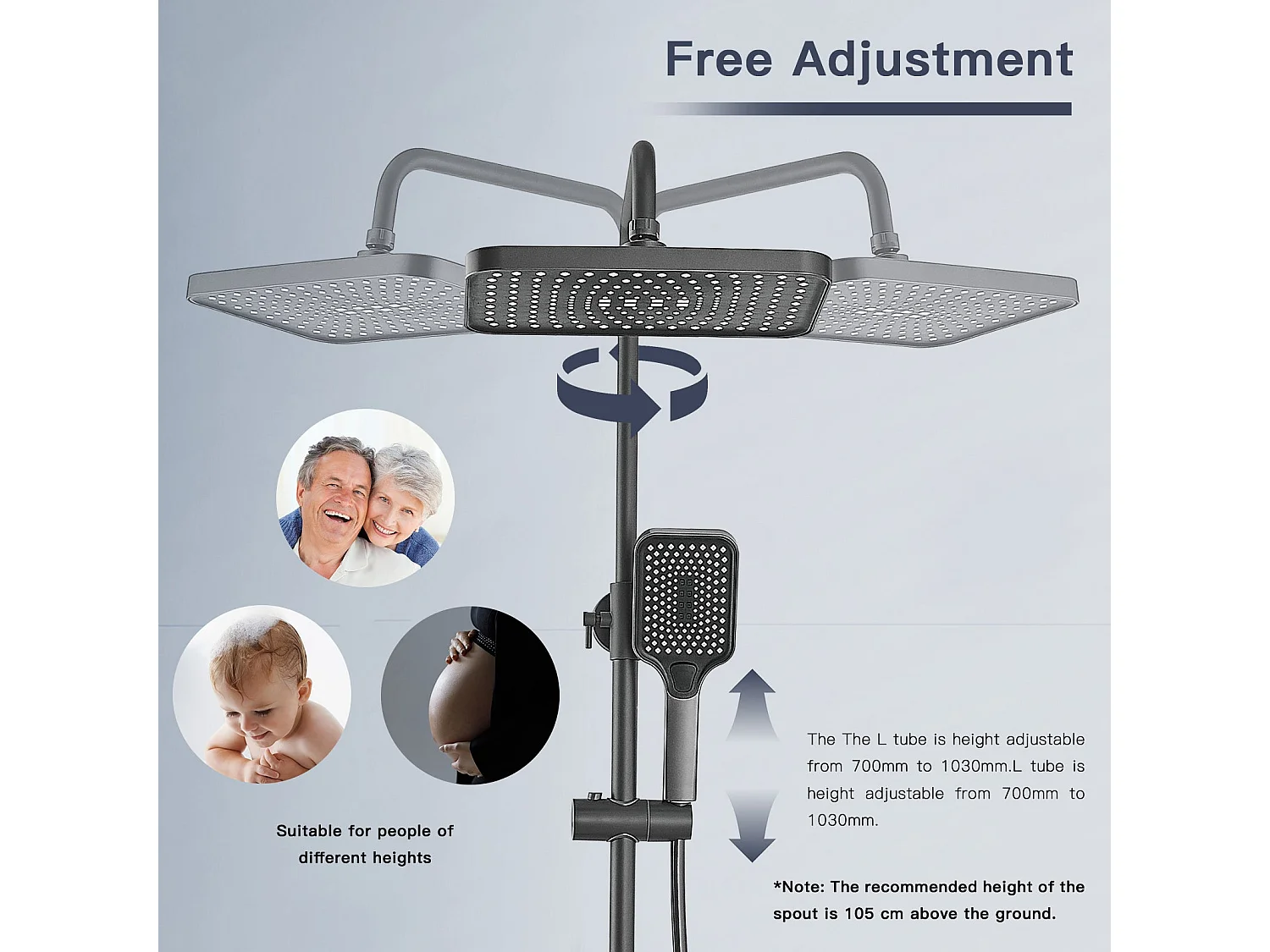 Colonne de douche avec éclairage d'ambiance, écran LED, réglage de la température de l'eau