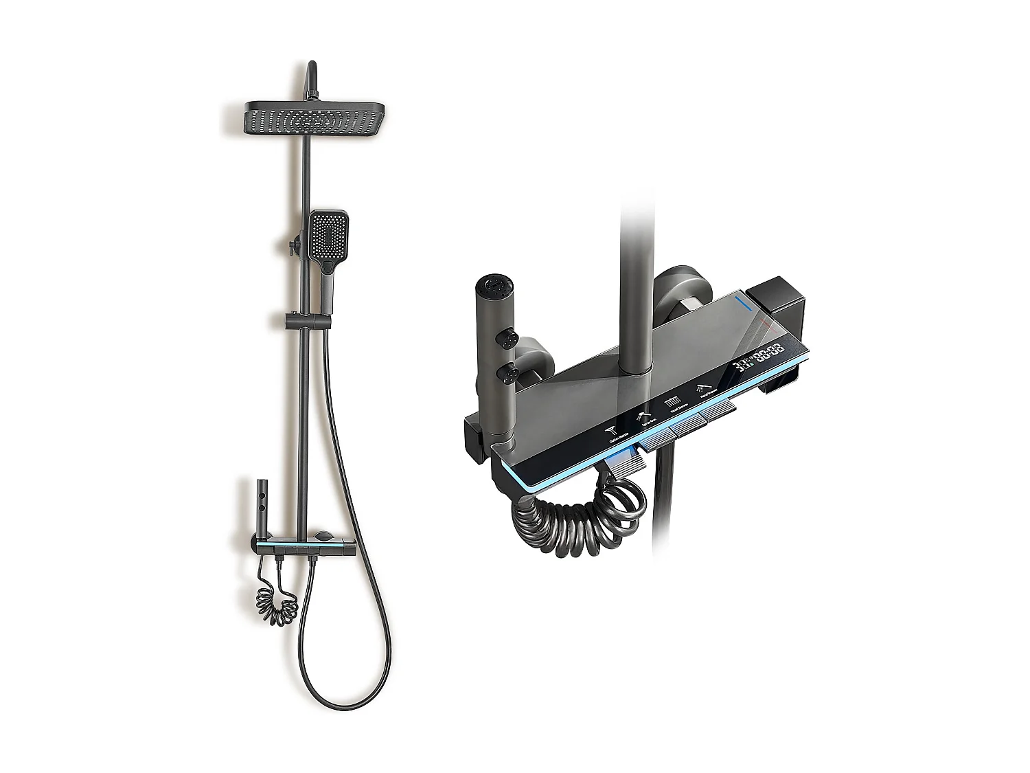 Colonne de douche avec éclairage d'ambiance, écran LED, réglage de la température de l'eau