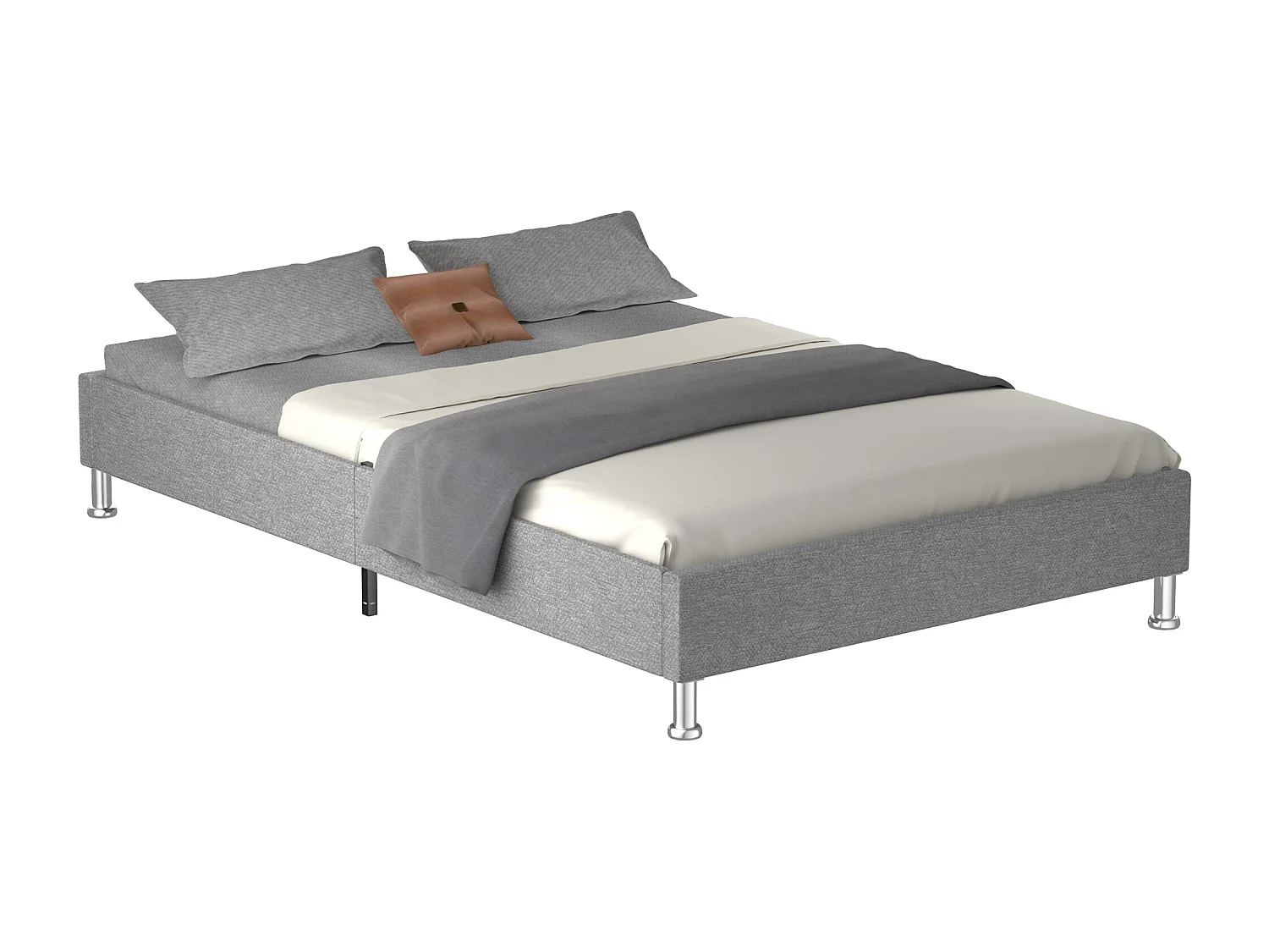 Grijs bedframe, 140x190 cm, gestoffeerd 31 cm