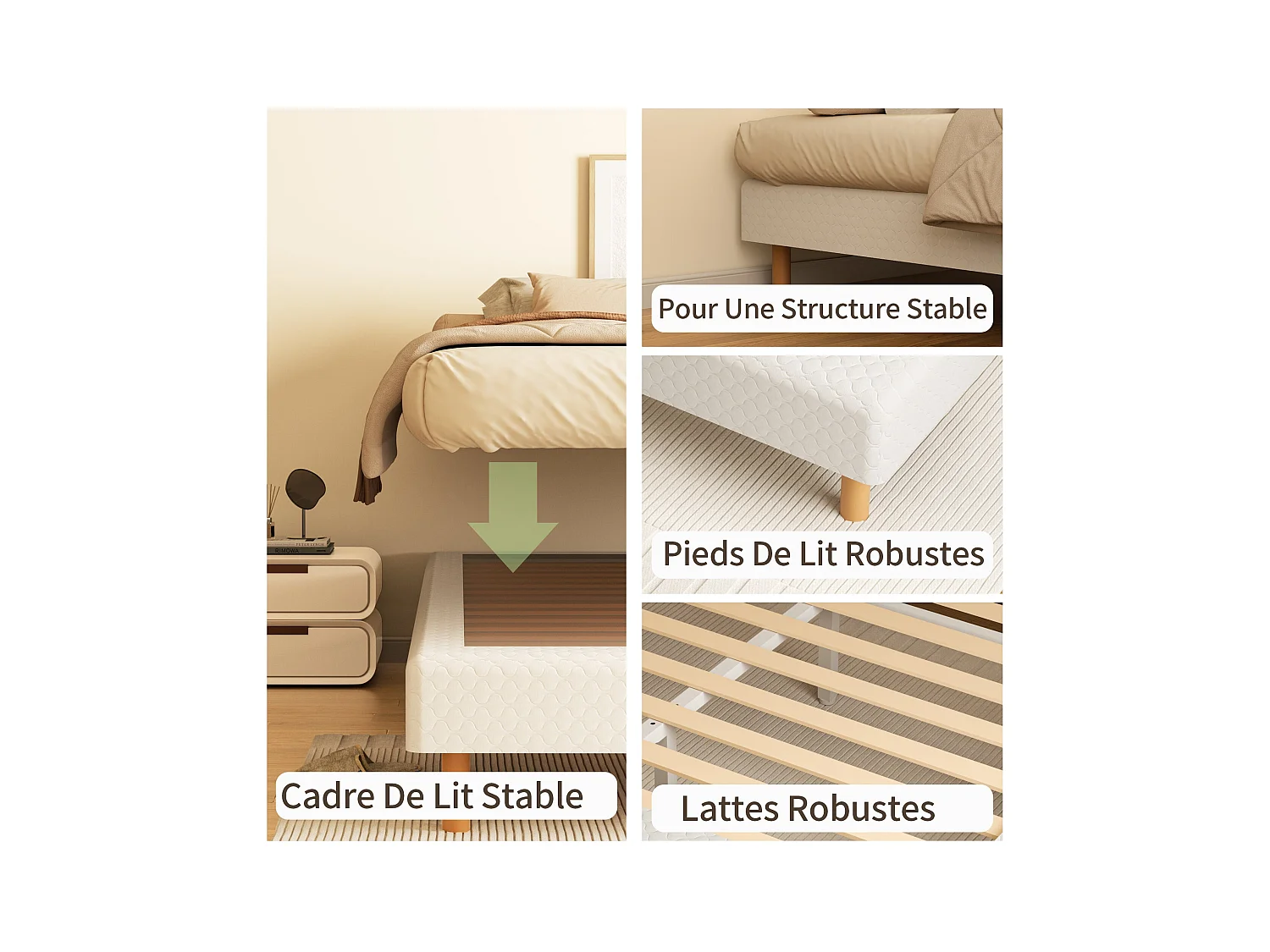 Sommier à Lattes 140x200 cm, 9 pieds, 2x14 lattes