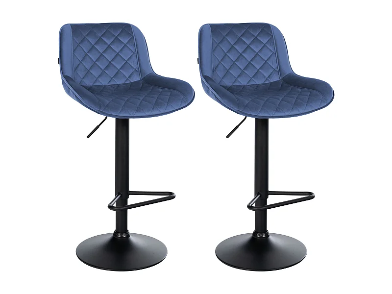 Lot de 2  Tabouret de bar - Velours - Bleu - Kasson