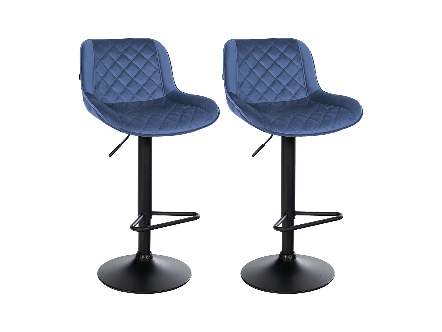 Lot de 2  Tabouret de bar - Velours - Bleu - Kasson