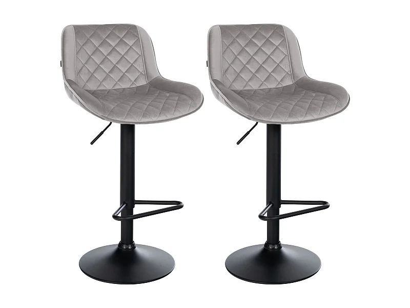Lot de 2  Tabouret de bar - Velours - Gris - Kasson