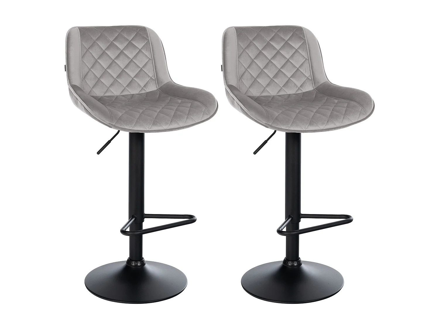 Lot de 2  Tabouret de bar - Velours - Gris - Kasson