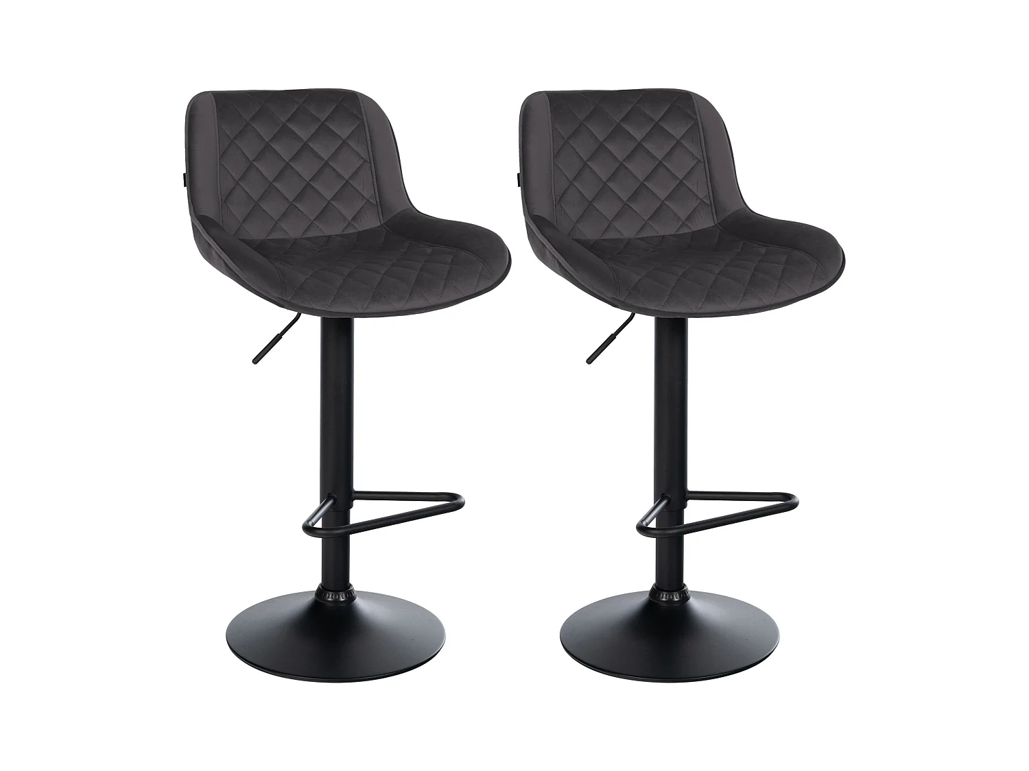 Lot de 2  Tabouret de bar - Velours - Noir - Kasson