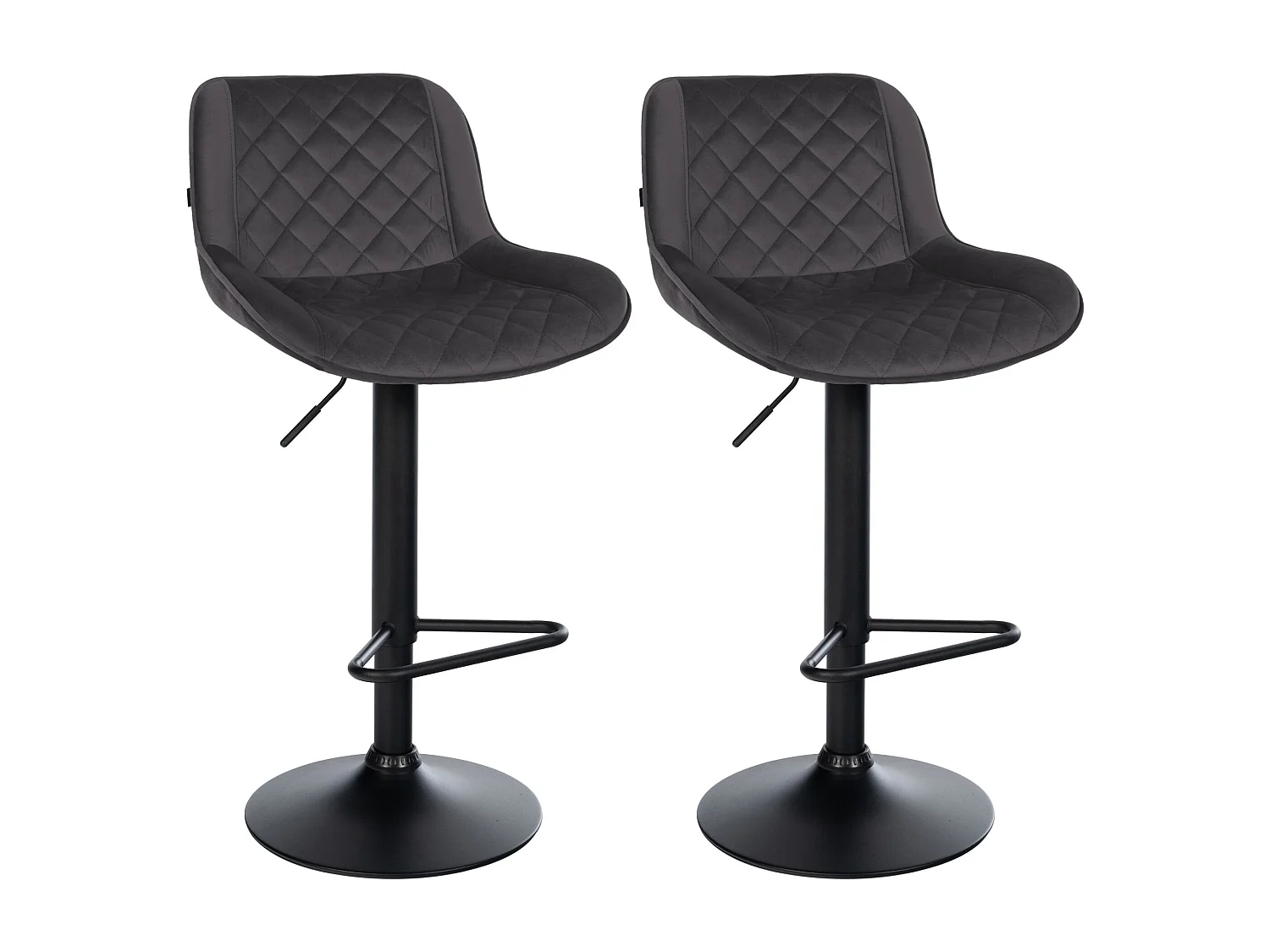 Lot de 2  Tabouret de bar - Velours - Noir - Kasson