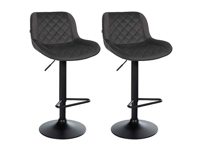 Lot de 2  Tabouret de bar - Velours - Noir - Kasson