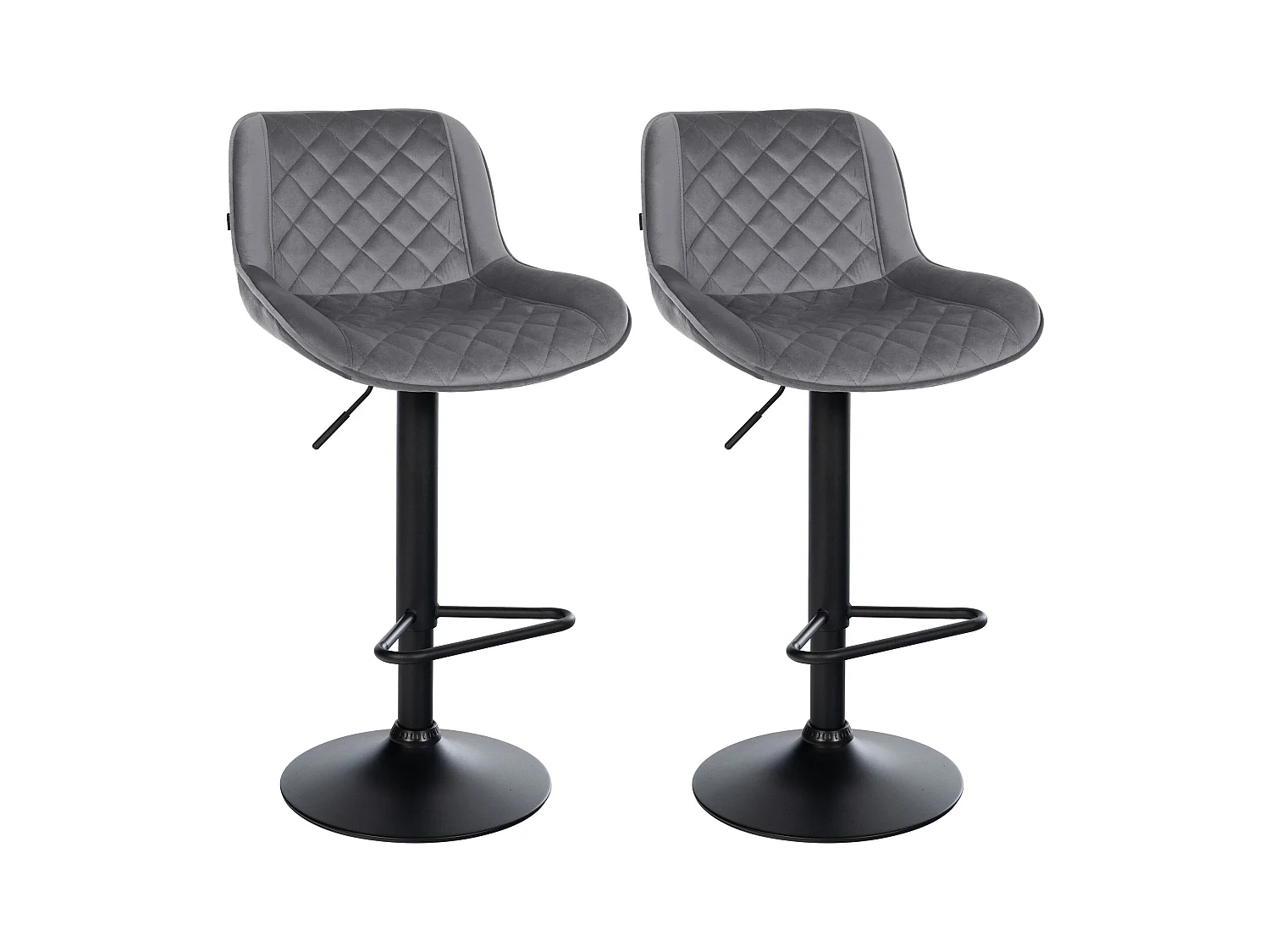 Lot de 2  Tabouret de bar - Velours - Gris foncé - Kasson