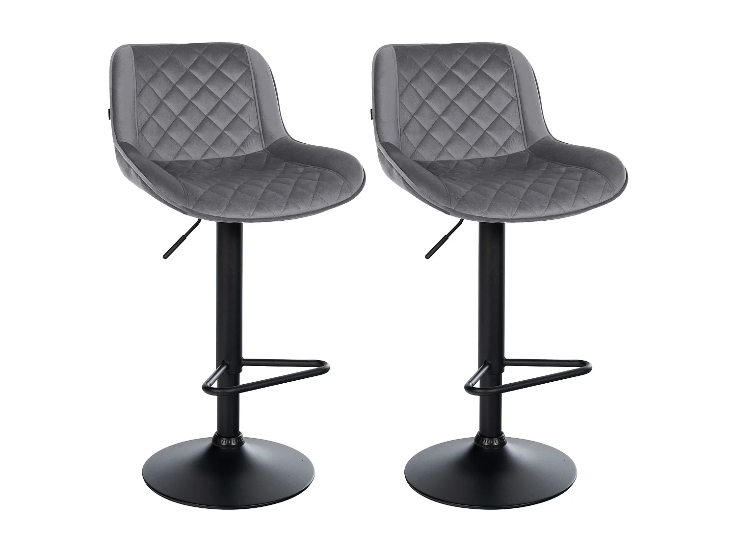 Lot de 2  Tabouret de bar - Velours - Gris foncé - Kasson