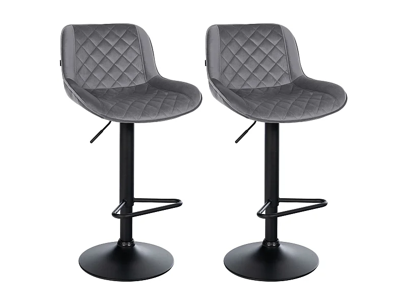 Lot de 2  Tabouret de bar - Velours - Gris foncé - Kasson