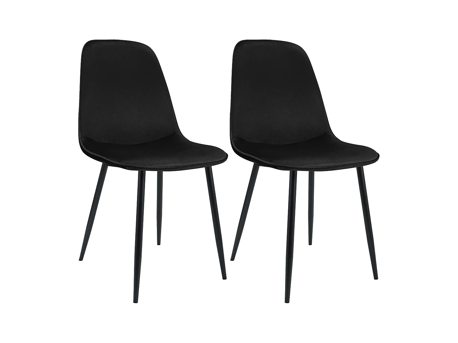 Lot de 2  chaise salle à manger - Velours - Noir - Maryam
