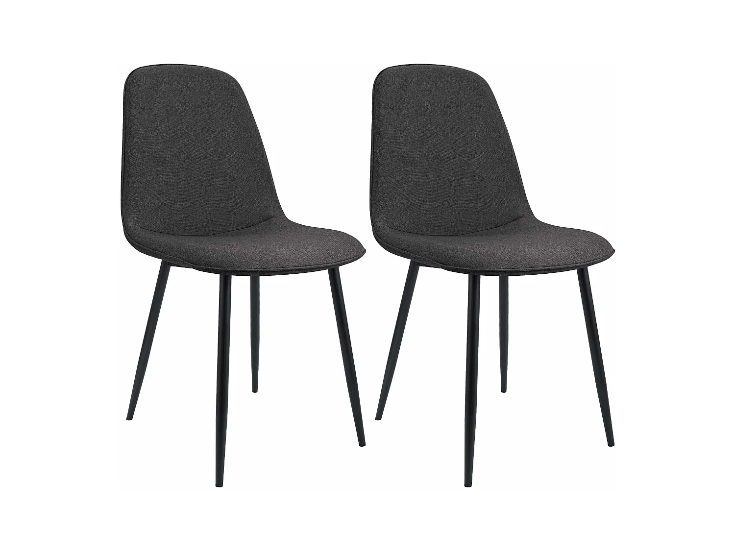 Lot de 2  chaise salle à manger - Tissu - Gris foncé - Maryam