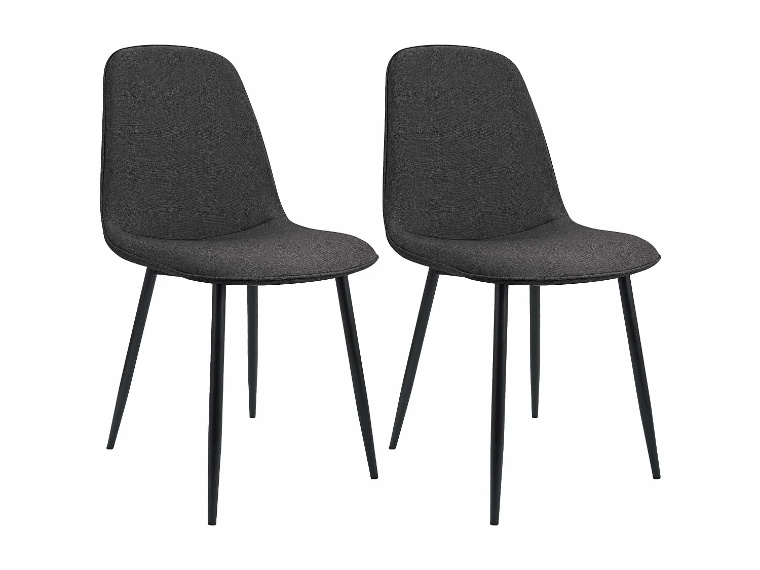 Lot de 2  chaise salle à manger - Tissu - Gris foncé - Maryam