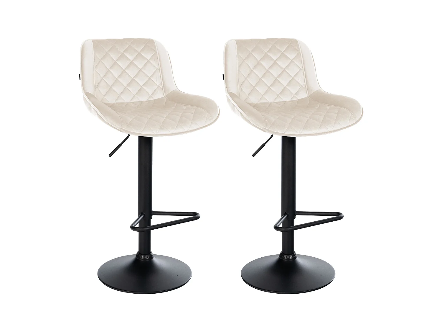 Lot de 2  Tabouret de bar - Velours - Crème - Kasson