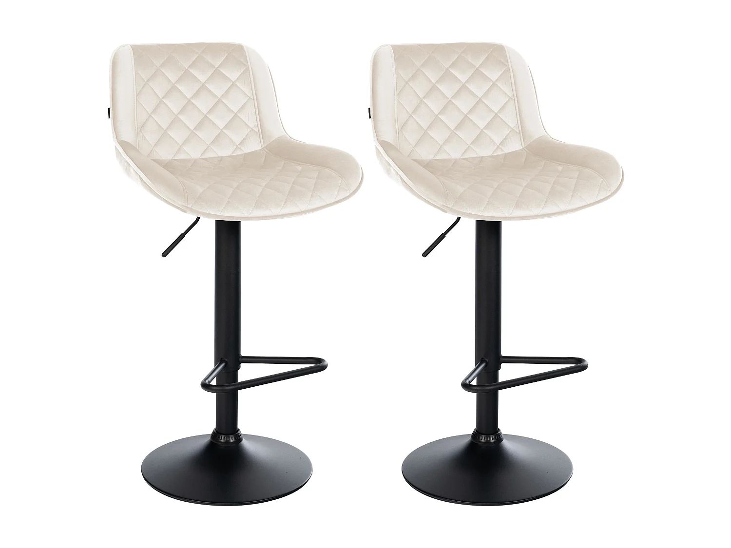 Lot de 2  Tabouret de bar - Velours - Crème - Kasson
