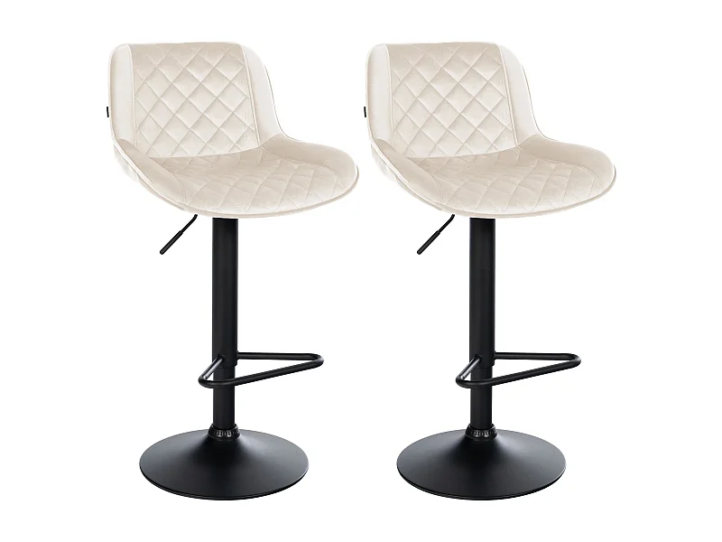 Lot de 2  Tabouret de bar - Velours - Crème - Kasson