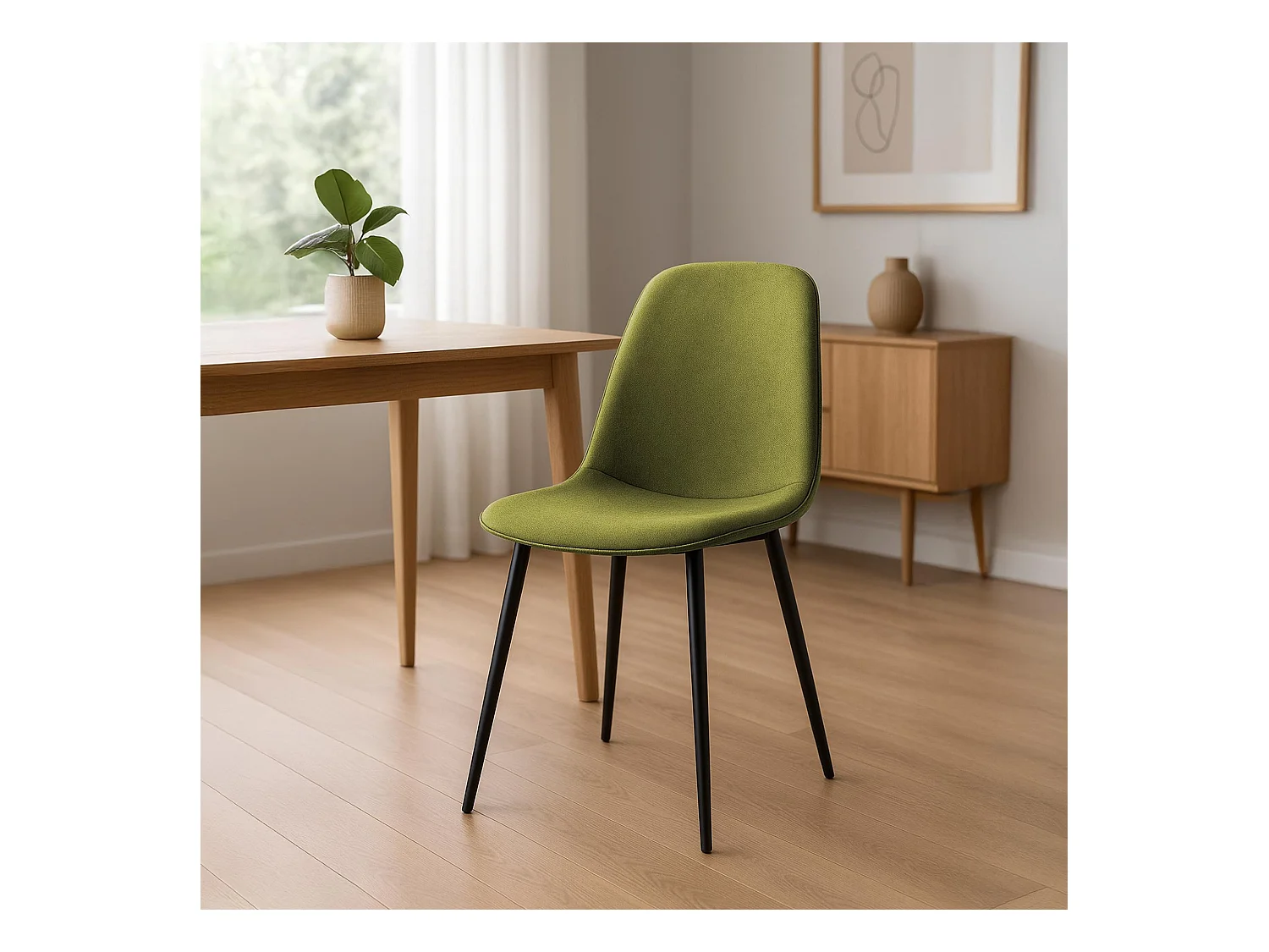 Lot de 2  chaise salle à manger - Tissu - Vert - Maryam