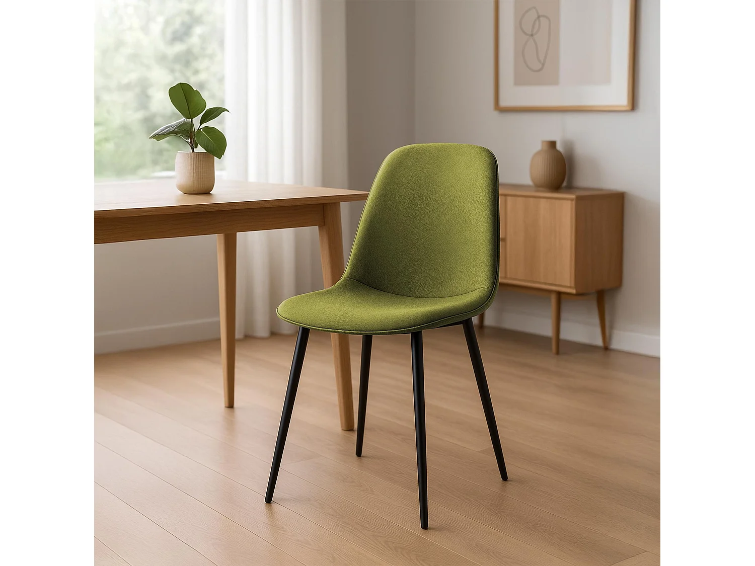 Lot de 2  chaise salle à manger - Tissu - Vert - Maryam