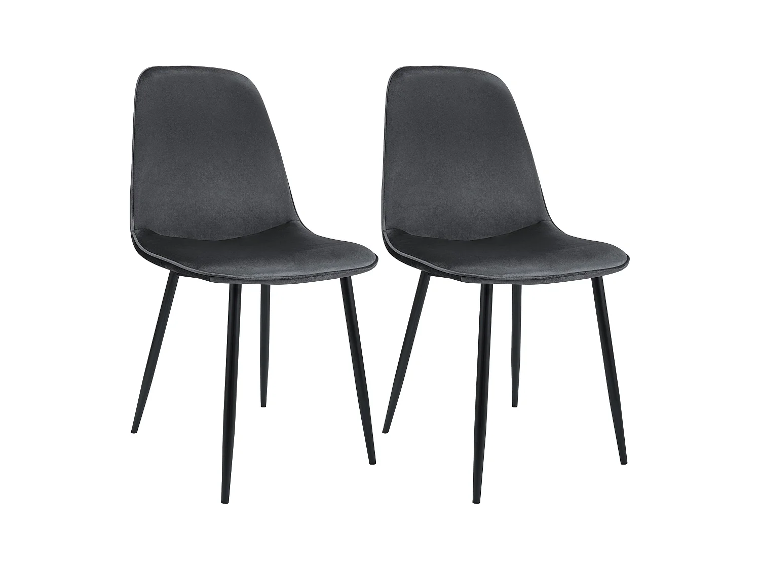 Lot de 2  chaise salle à manger - Velours - Gris foncé - Maryam