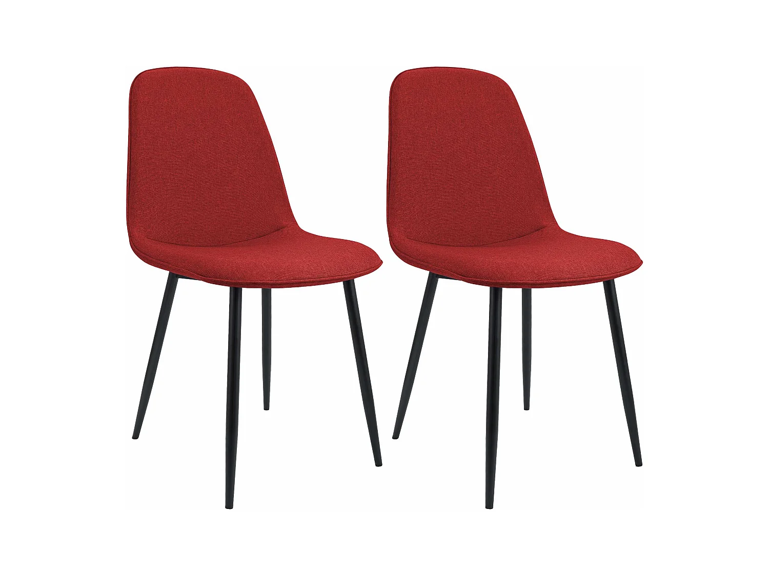 Lot de 2  chaise salle à manger - Tissu - Rouge - Maryam