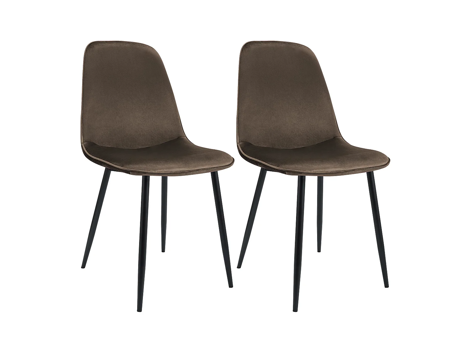 Lot de 2  chaise salle à manger - Velours - Marron - Maryam