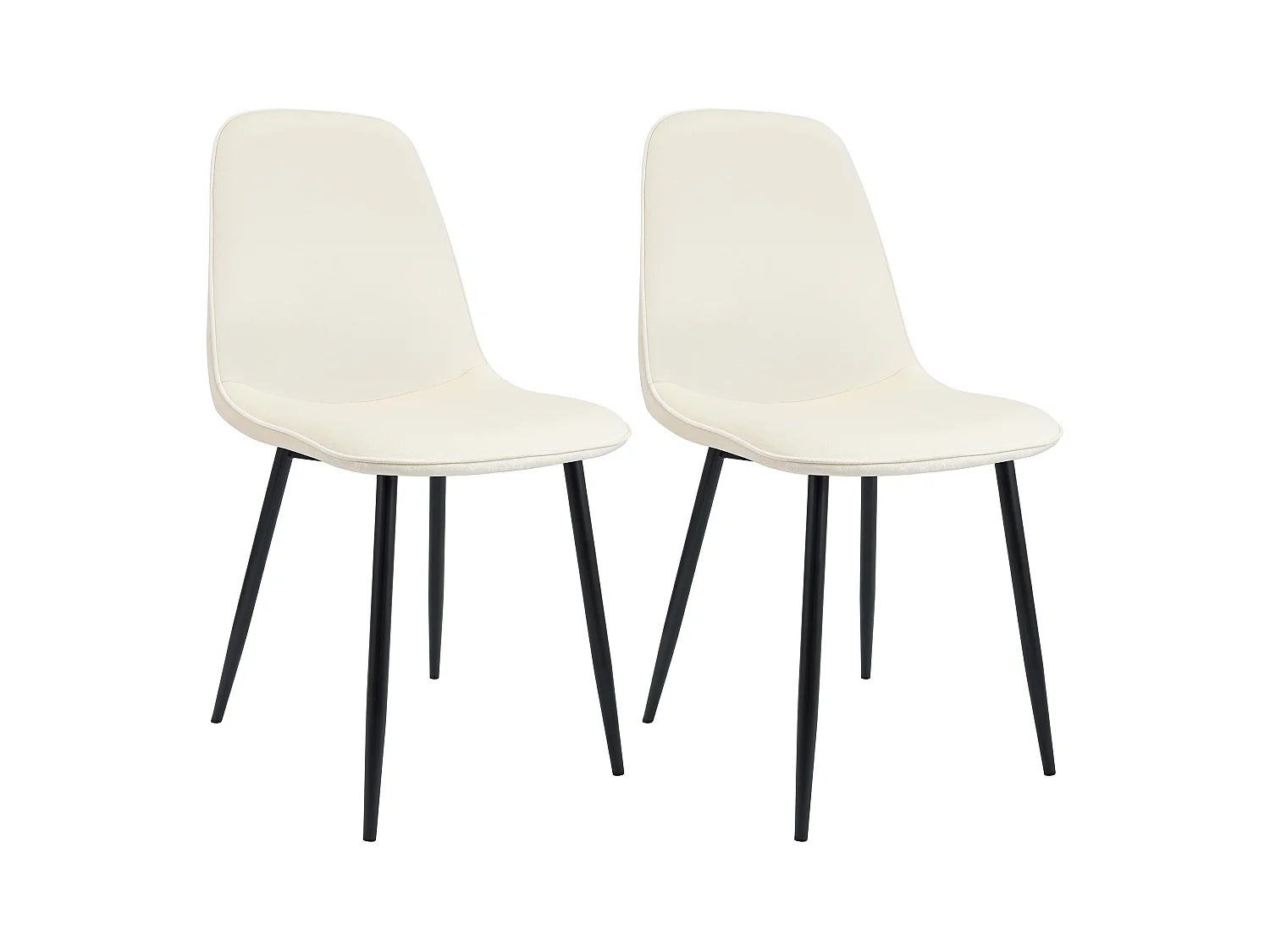 Lot de 2  chaise salle à manger - Velours - Crème - Maryam