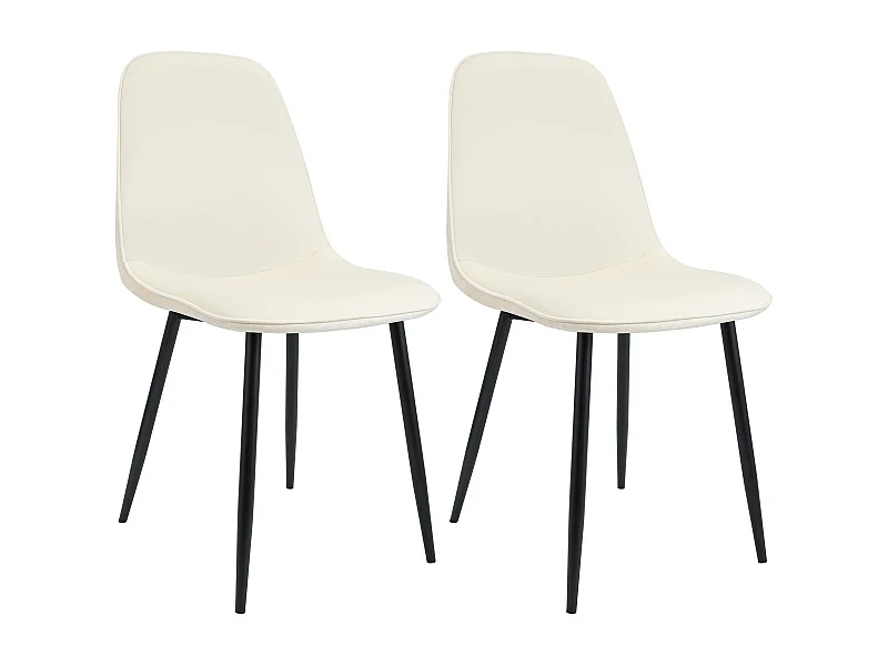 Lot de 2  chaise salle à manger - Velours - Crème - Maryam