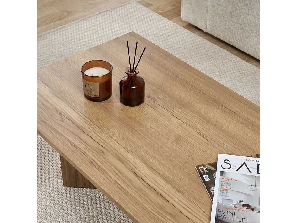 Mesa de centro ovalada y rectangular de madera melamínica Sabin - Marrón