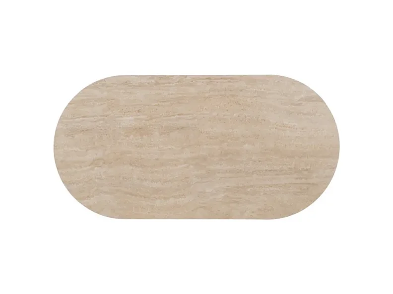 Table basse ovale pierre beige 120 cm double piètement CAELIS