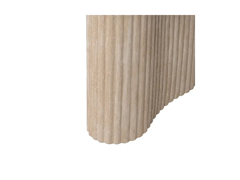 Table basse ovale pierre beige 120 cm double piètement CAELIS