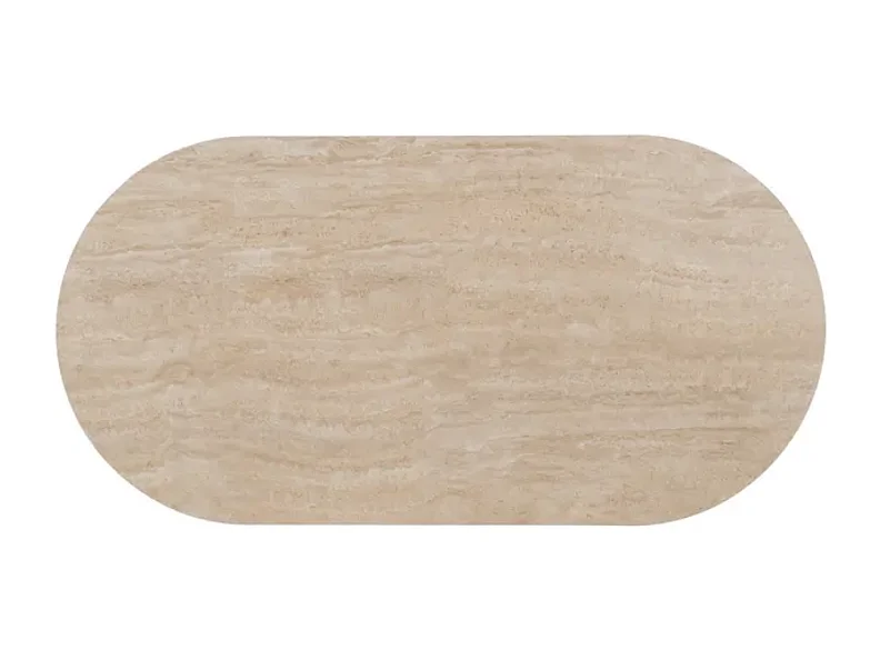 Table basse ovale pierre beige 120 cm double piètement CAELIS