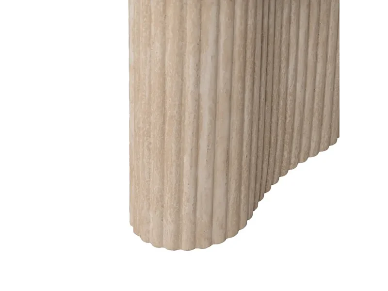 Table basse ovale pierre beige 120 cm double piètement CAELIS