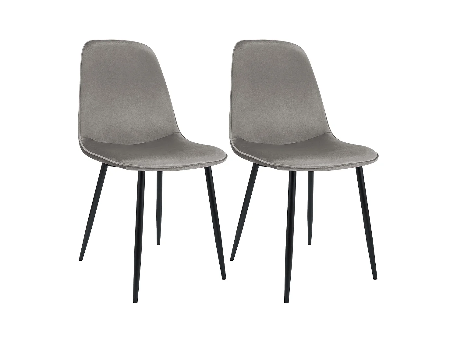 Lot de 2  chaise salle à manger - Velours - Gris clair - Maryam
