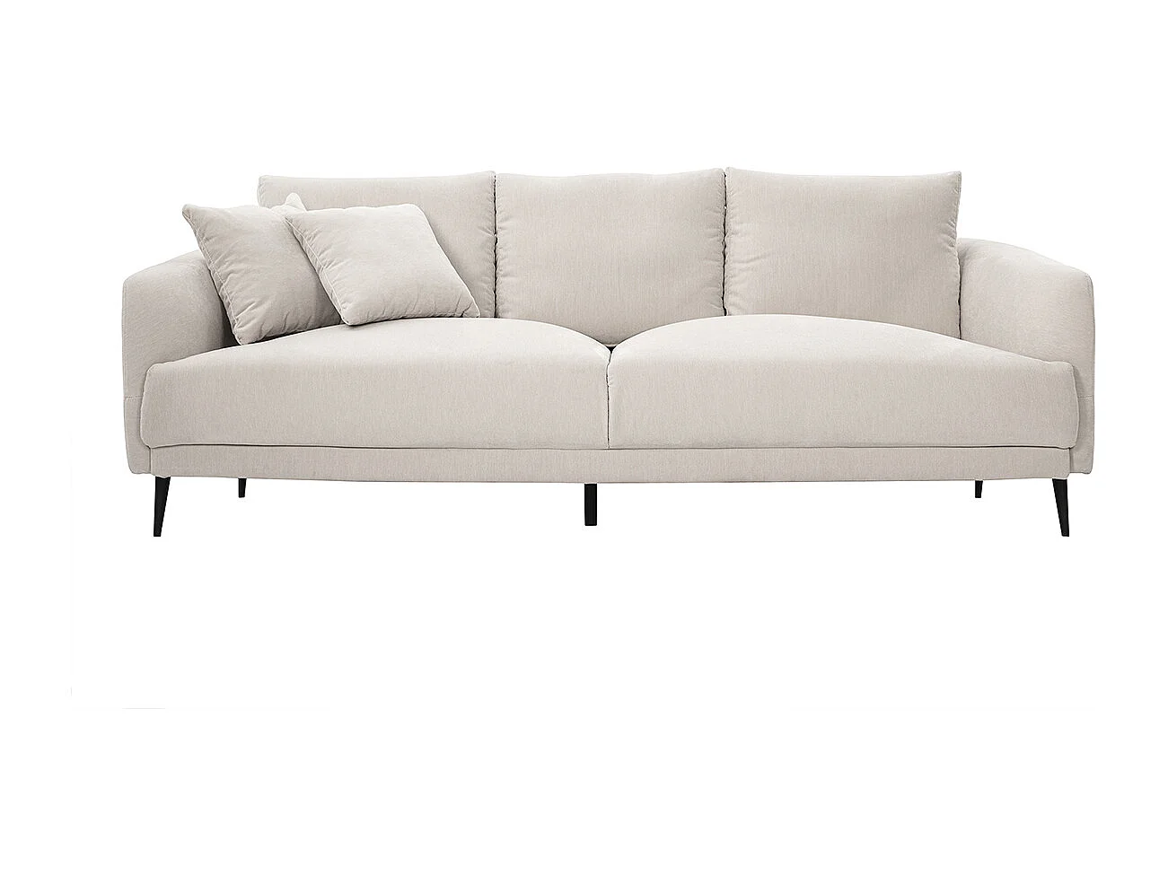 Sofá de diseño de 3 plazas de tela de terciopelo beige y metal negro JERRY