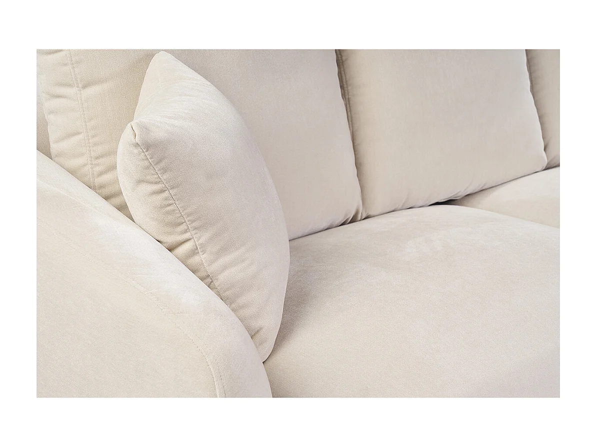 Sofá de diseño de 3 plazas de tela de terciopelo beige y metal negro JERRY