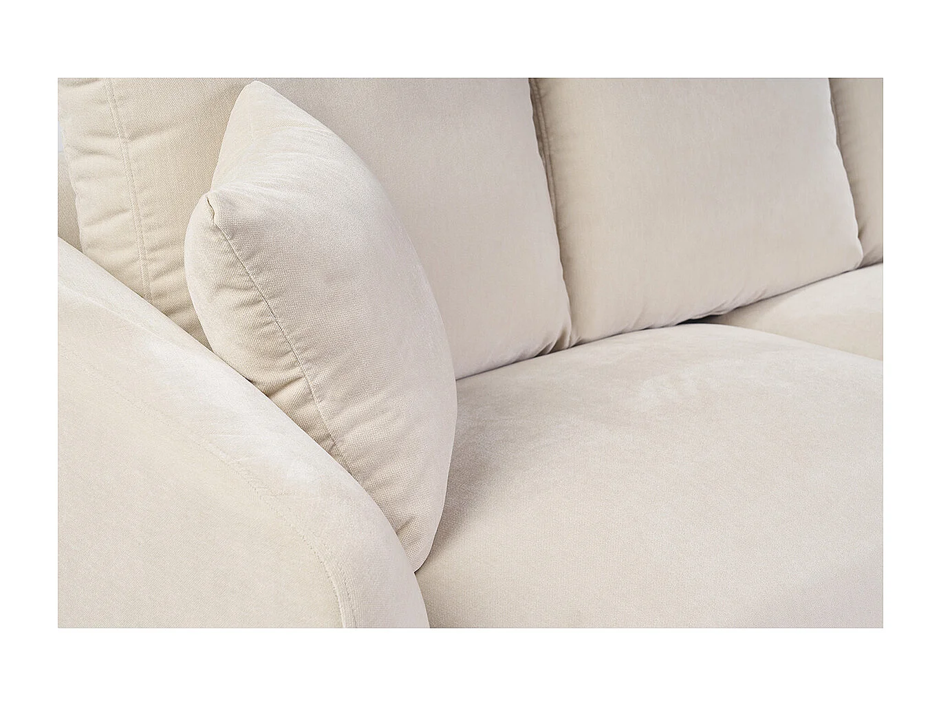 Sofá de diseño de 3 plazas de tela de terciopelo beige y metal negro JERRY