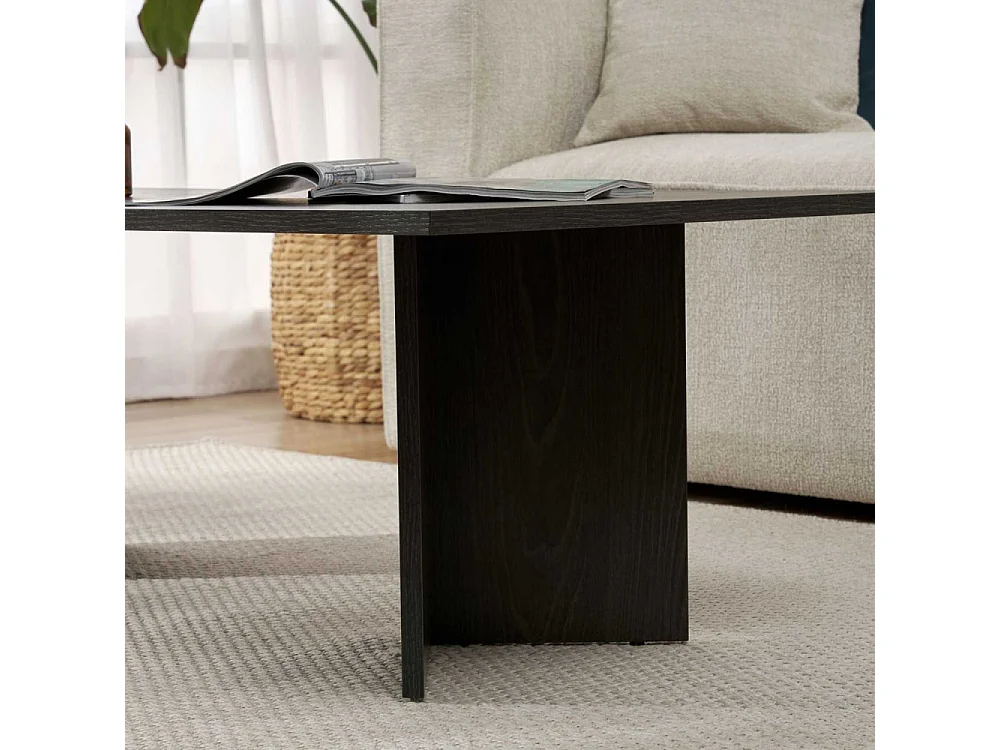 Mesa de centro ovalada y rectangular de madera melamínica Sabin - Negro